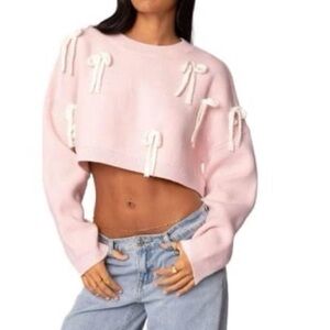 Edikted Cropped Pink Sweater